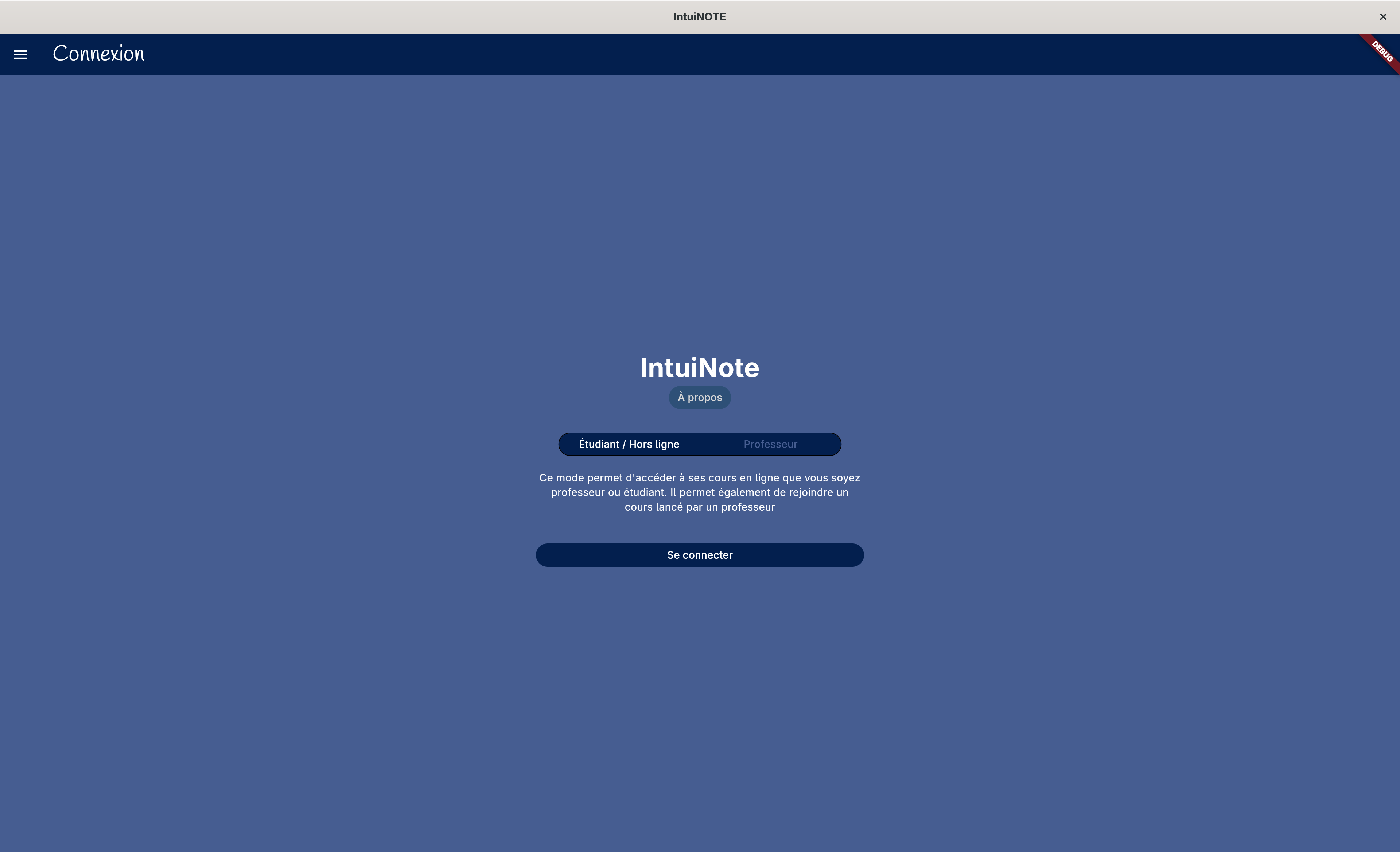 Interface de connection des élèves